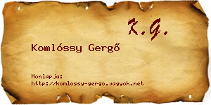 Komlóssy Gergő névjegykártya