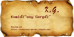 Komlóssy Gergő névjegykártya